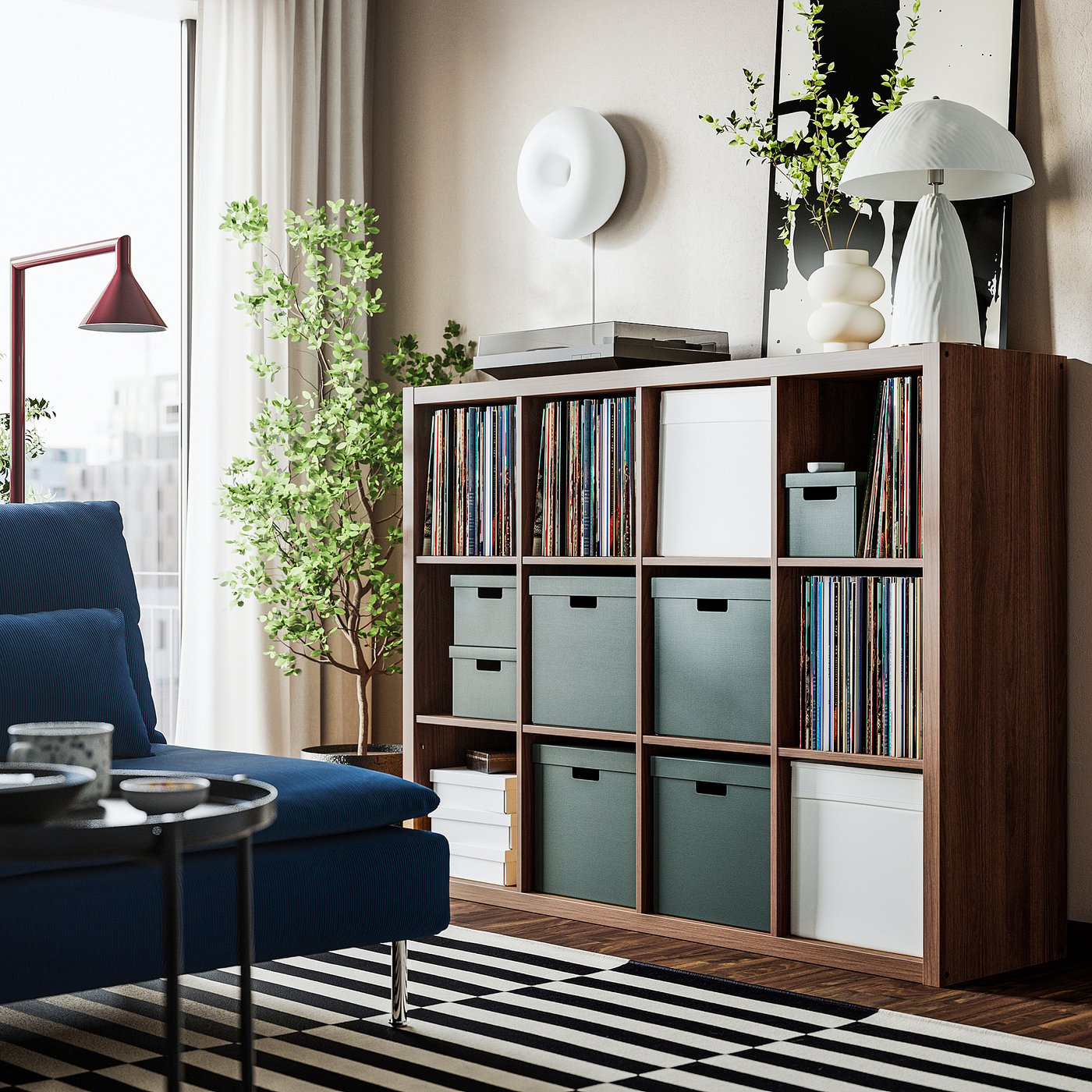 KALLAX shelving unit, brown walnut effect, 112x147 cm