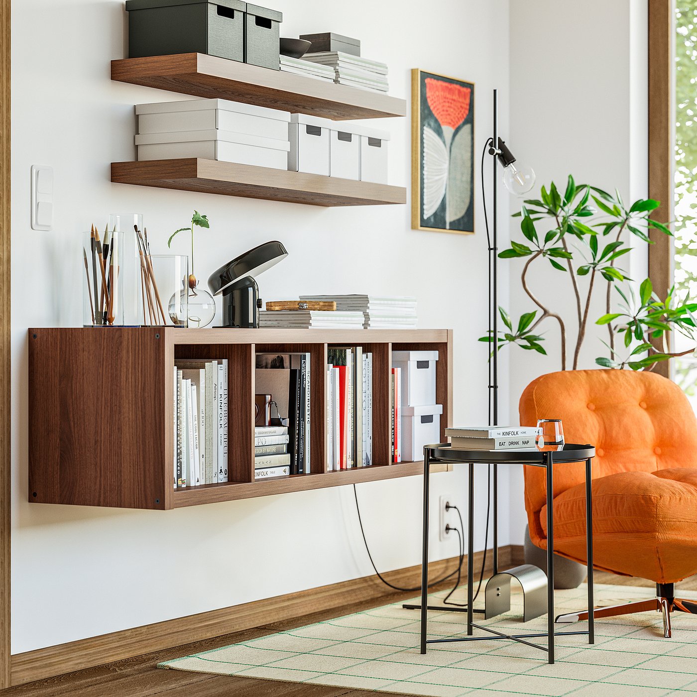 KALLAX shelving unit, brown walnut effect, 42x147 cm