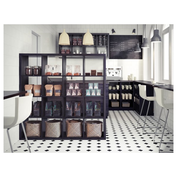 KALLAX shelving unit, black-brown, 147x147 cm
