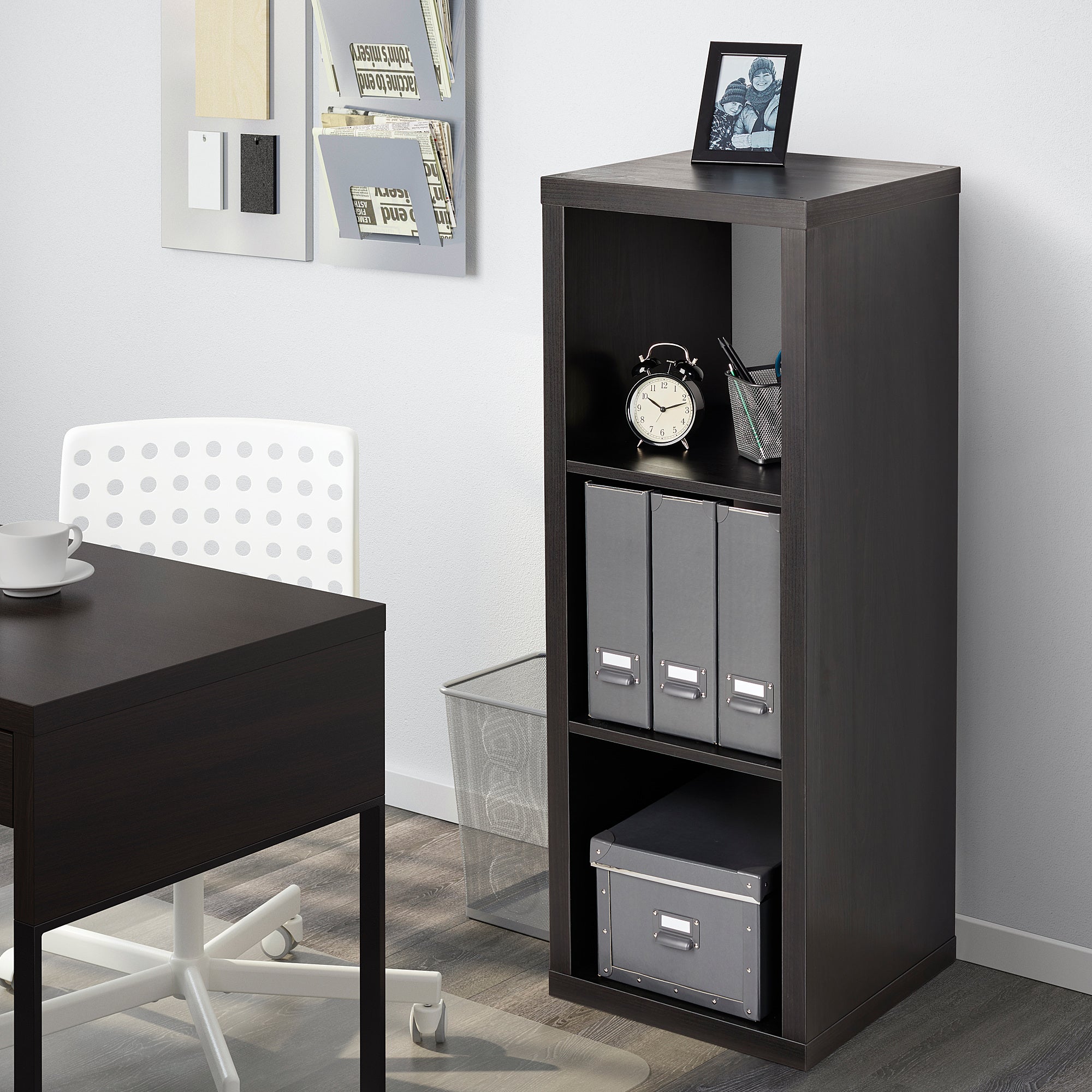 KALLAX shelving unit, black-brown, 42x112 cm