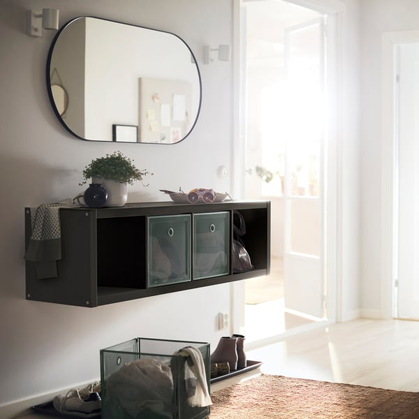 KALLAX shelving unit, black-brown, 42x147 cm