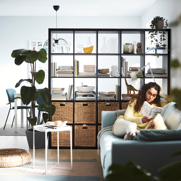 KALLAX - KALLAX Shelving unit, black-brown, 182x182 cm