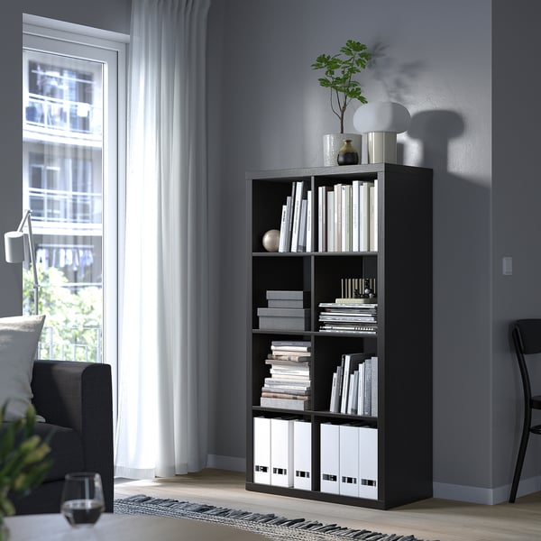 KALLAX shelving unit, black-brown, 77x147 cm