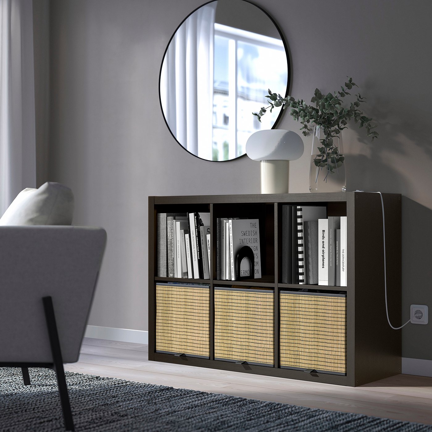 KALLAX shelving unit, black-brown, 76.5x111.5x39 cm