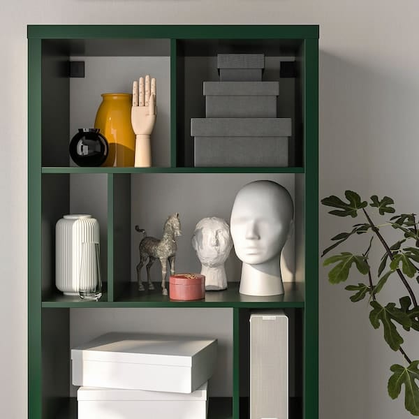 KALLAX - KALLAX Shelving unit, dark green, 147x77 cm - Items