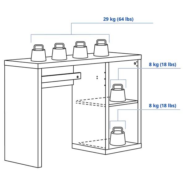 KALLAX desk, white, 111x39 cm