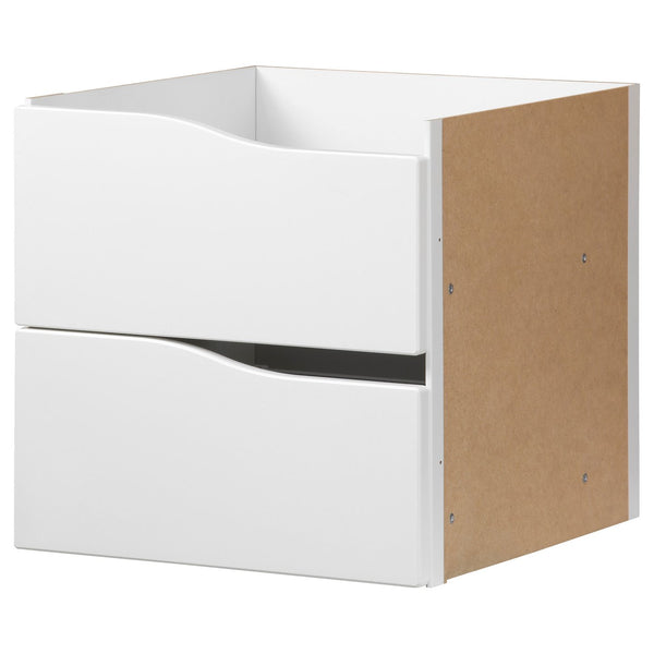 KALLAX insert with 2 drawers, wave shaped/white, 33x33x37 cm