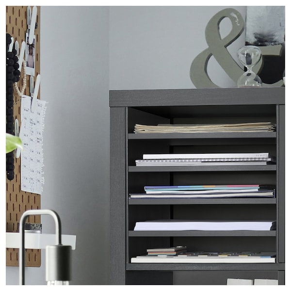 KALLAX insert with 4 shelves, black-brown, 33x33 cm