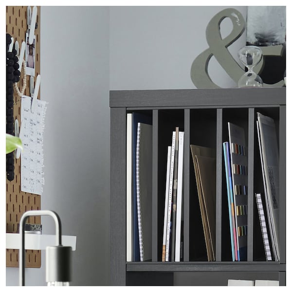 KALLAX insert with 4 shelves, black-brown, 33x33 cm