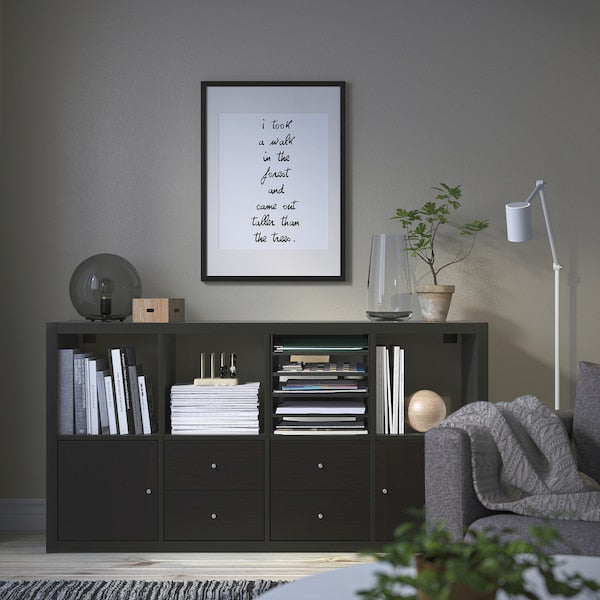 KALLAX insert with 4 shelves, black-brown, 33x33 cm