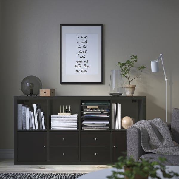 KALLAX insert with 4 shelves, black-brown, 33x33 cm