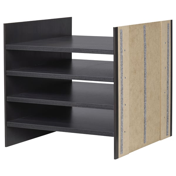 KALLAX insert with 4 shelves, black-brown, 33x33 cm