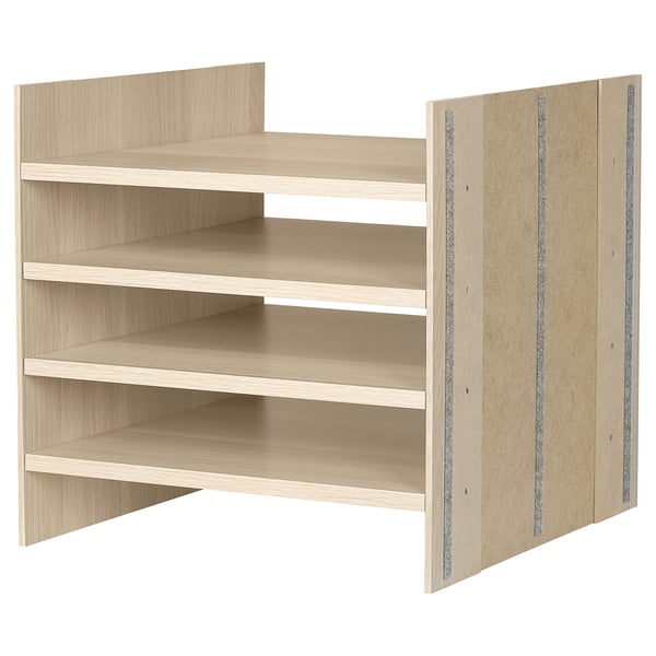 KALLAX insert with 4 shelves, white stained/oak effect, 33x33 cm
