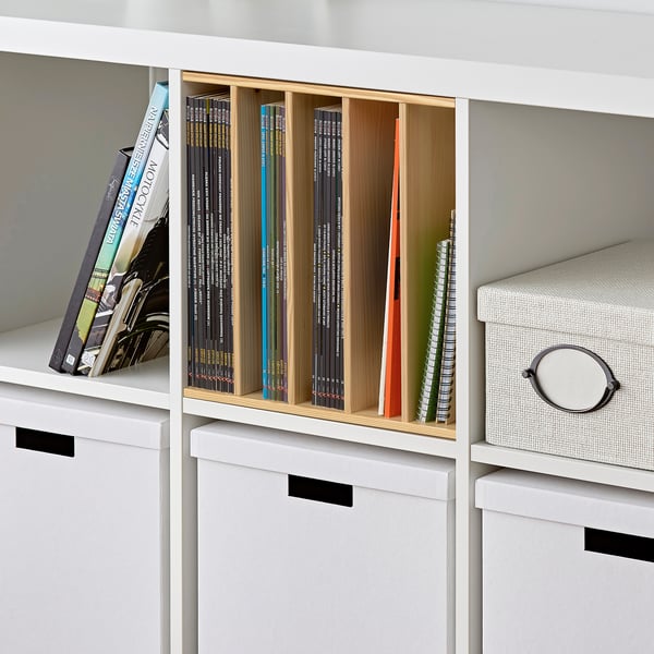 KALLAX insert with 4 shelves, pine, 33x33 cm