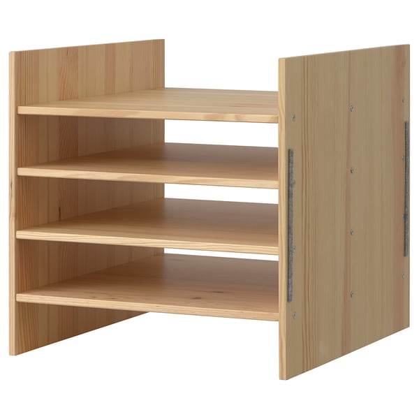 KALLAX insert with 4 shelves, pine, 33x33 cm