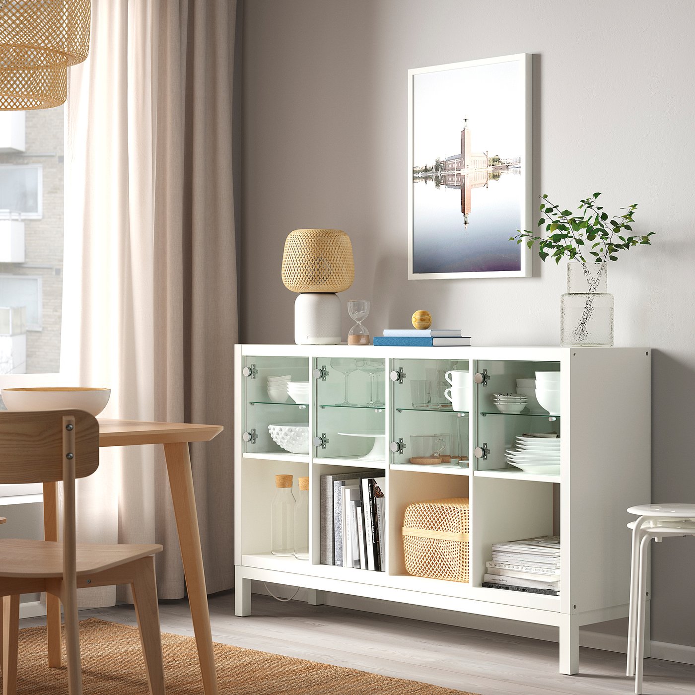 KALLAX insert with glass door, white, 33x33x38 cm