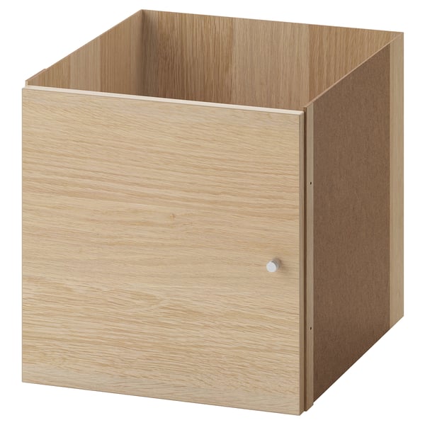 KALLAX insert with door, white stained oak effect, 33x33 cm