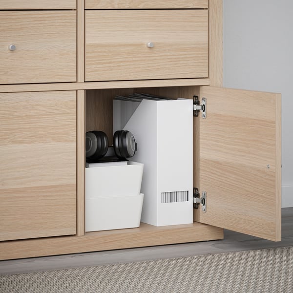 KALLAX insert with door, white stained oak effect, 33x33 cm