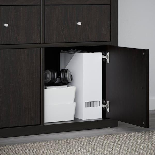 KALLAX insert with door, black-brown, 33x33 cm