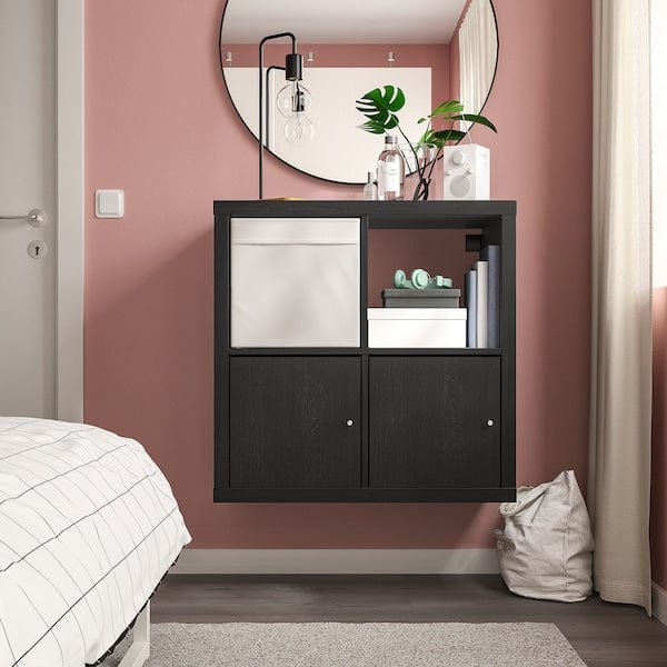 Ikea KALLAX - Insert with door, black-brown, 33x33 cm