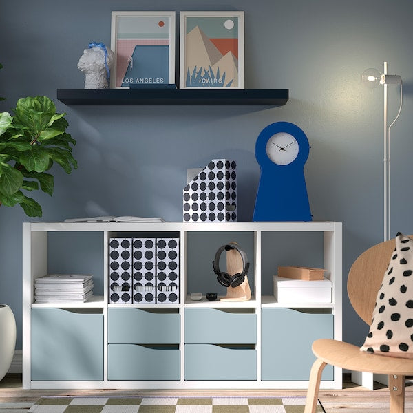 KALLAX insert with door, wave shaped/light grey-blue, 33x33 cm