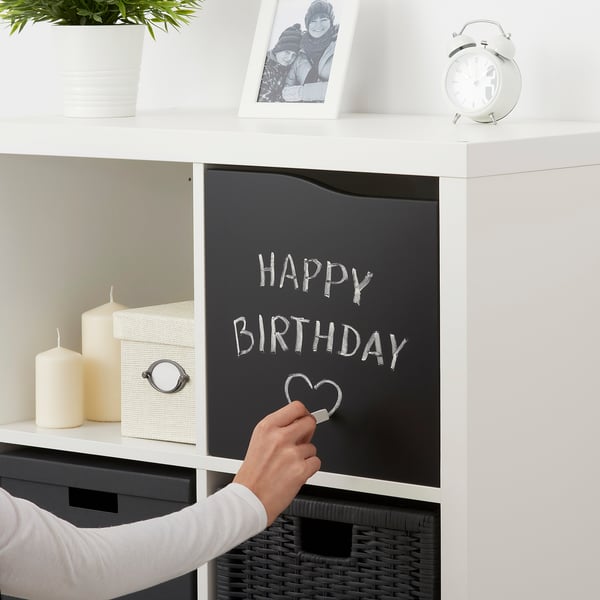 KALLAX insert with door, wave shaped/blackboard surface, 33x33 cm