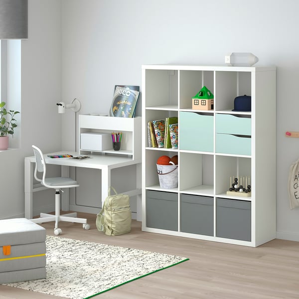 KALLAX insert with door, wave shaped/pale turquoise, 33x33 cm