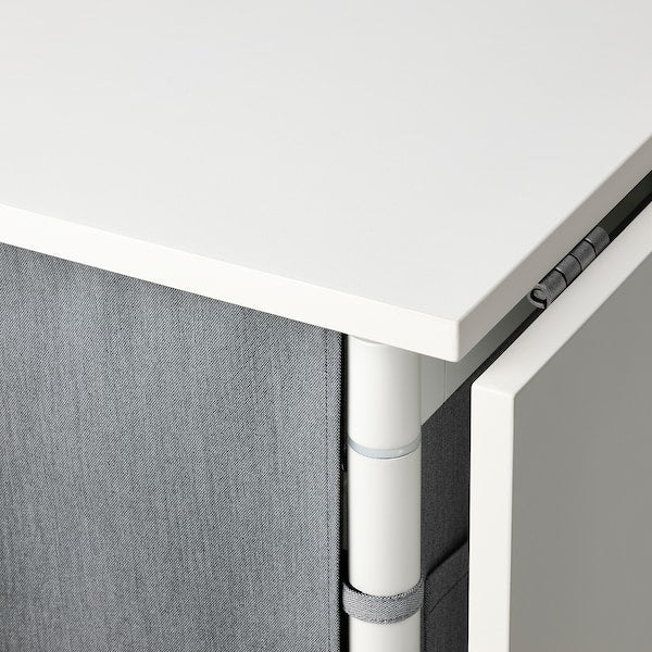 KALLHÄLL - Gateleg table with storage, white/light grey, 33/89/145x98 cm