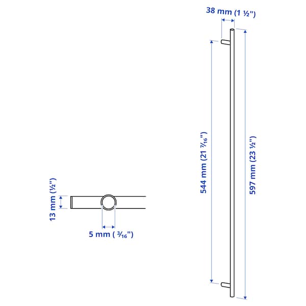 KALLRÖR handle, stainless steel, 597 mm, 2 pack