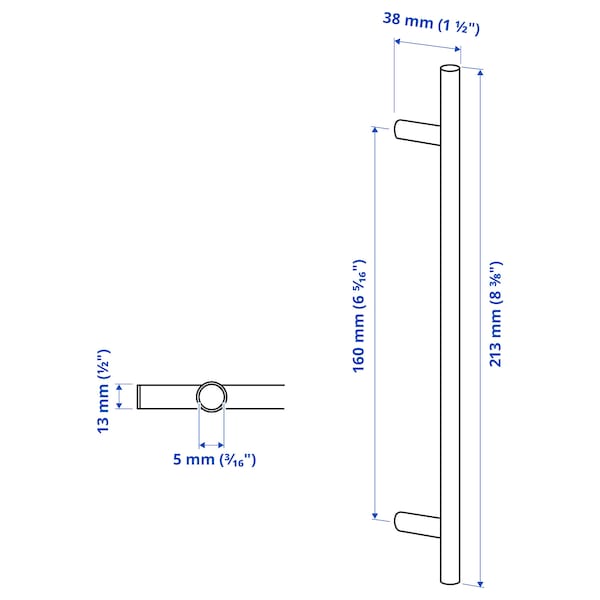 Ikea KALLRÖR - Handle, stainless steel, 213 mm