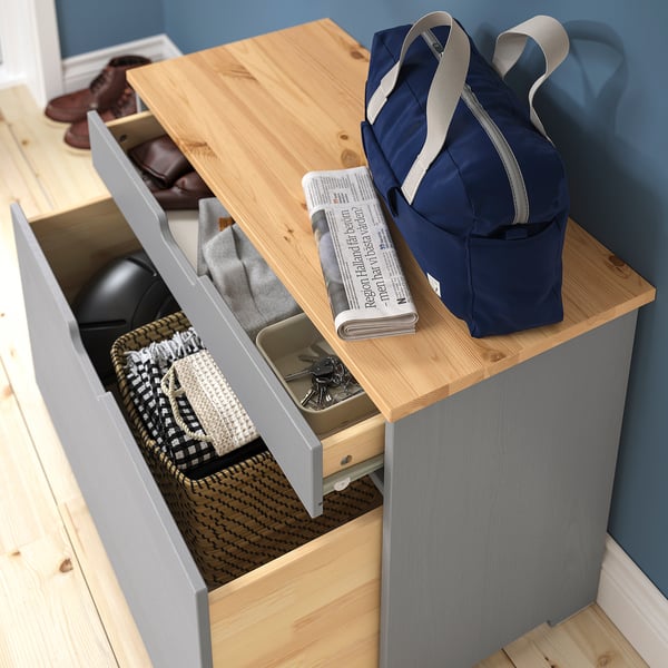 KALLSÖ storage bench, grey, 80x38x56 cm