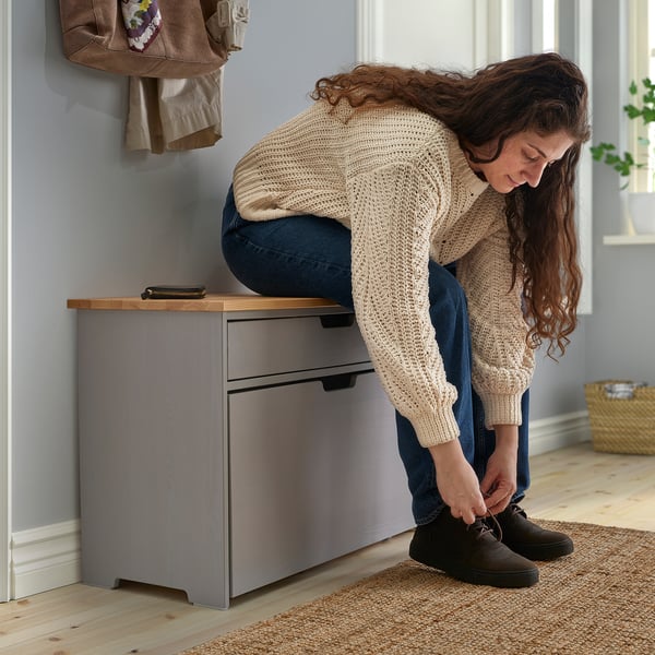 KALLSÖ storage bench, grey, 80x38x56 cm