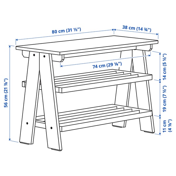 KALLSÖ - KALLSÖ Bench with shoe storage, grey, 80x38x56 cm