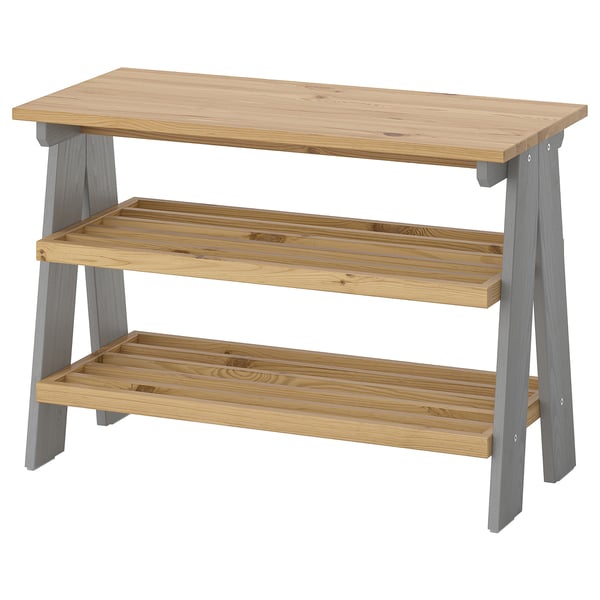 KALLSÖ - KALLSÖ Bench with shoe storage, grey, 80x38x56 cm