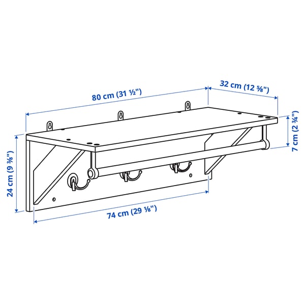 KALLSÖ - KALLSÖ Hat rack, grey, 80 cm