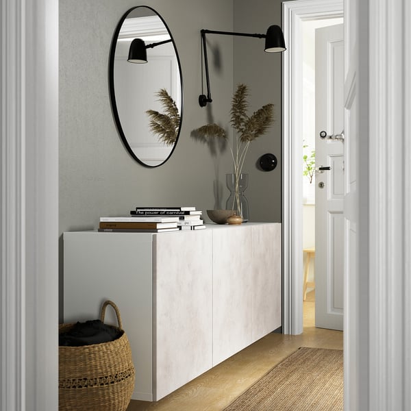 KALLVIKEN door, light grey concrete effect, 60x64 cm