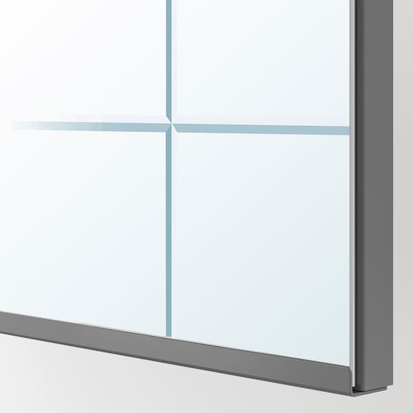 KAMMARTORP mirror door w soft closing hinges, grey, 50x229 cm