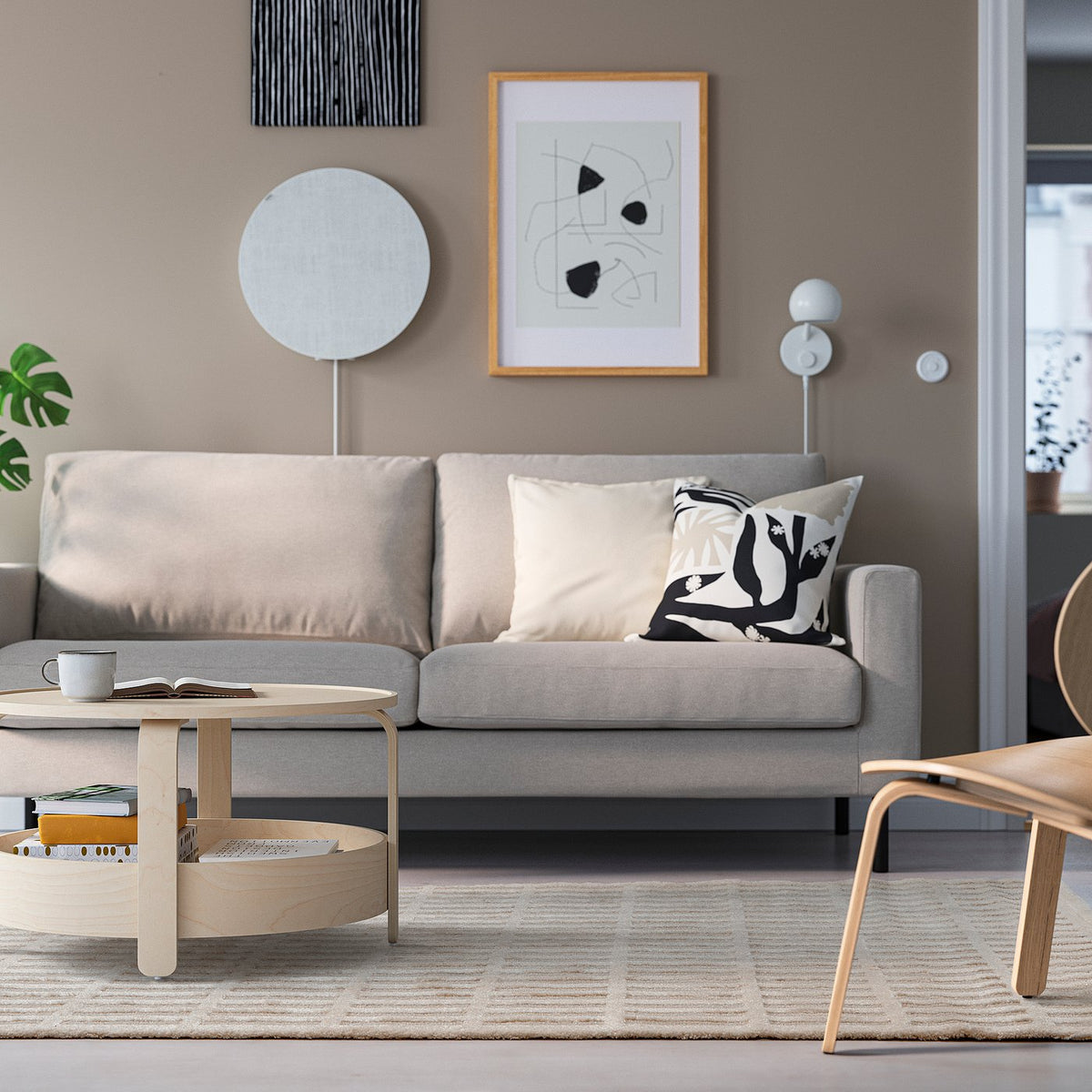 KANARIEPALM rug, low pile, off-white, 160x230 cm