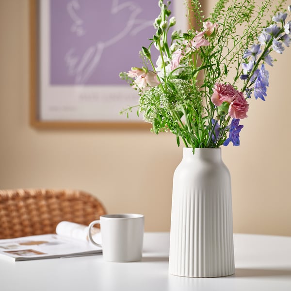 KAPKASTANJ vase, off-white, 23 cm