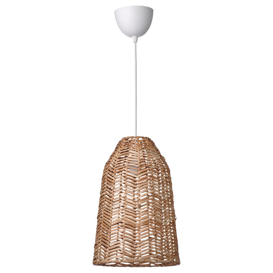 KAPPELAND / HAVSDJUP pendant lamp, white/rattan, 29 cm