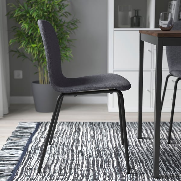KARLPETTER chair, Gunnared medium grey/Sefast black, 46x80x50 cm
