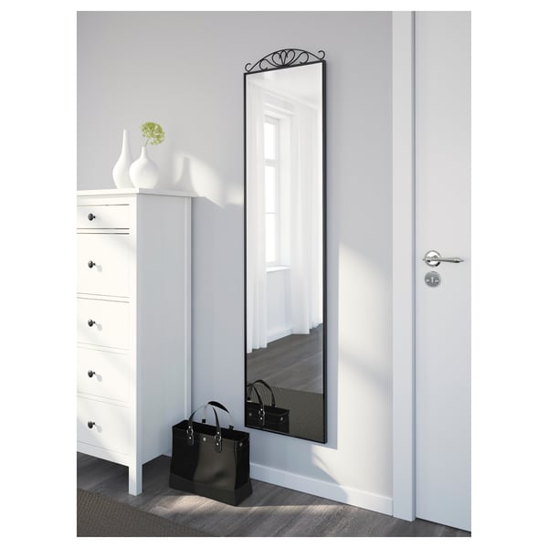 KARMSUND - Standing mirror, black, 40x167 cm