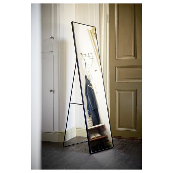 KARMSUND - Standing mirror, black, 40x167 cm