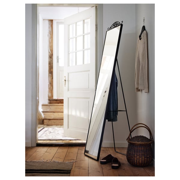 KARMSUND - Standing mirror, black, 40x167 cm