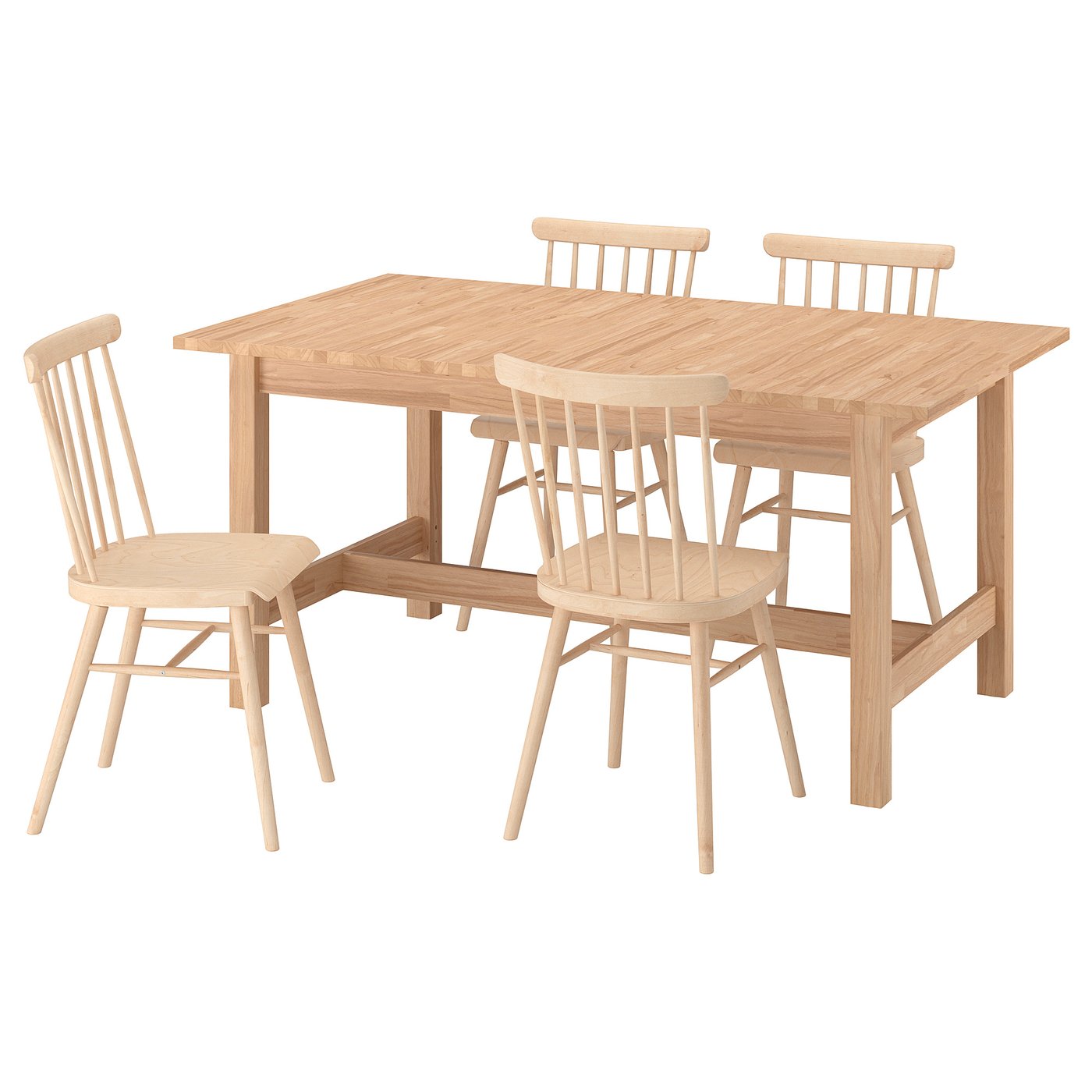 KARSKÄR / HÖGVED table and 4 chairs, rubberwood/birch veneer, 160/220x90 cm