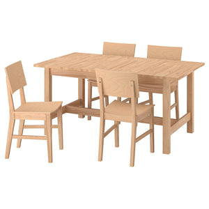 KARSKÄR table and 4 chairs, rubberwood, 160/220x90 cm