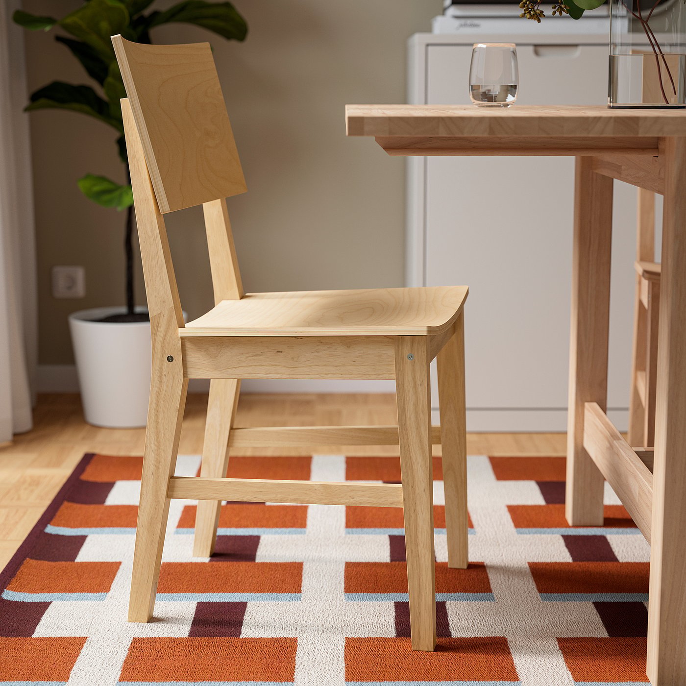 KARSKÄR table and 6 chairs, rubberwood, 240/300x100 cm