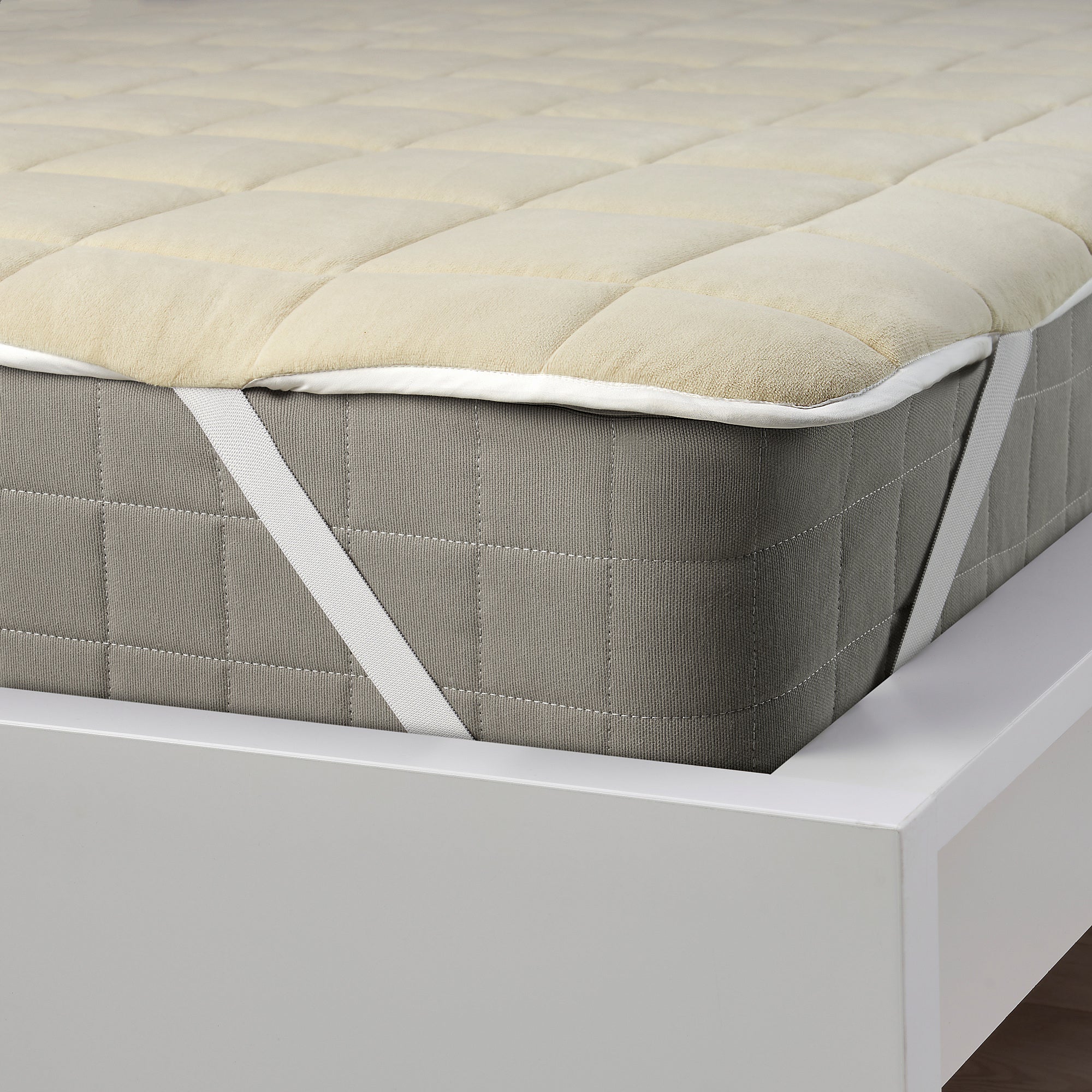 KEJSAROLVON mattress protector, beige/blue, 90x200 cm