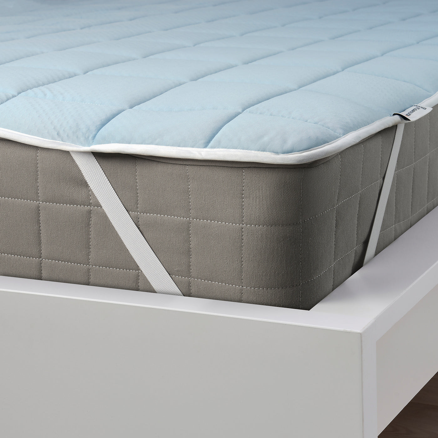 KEJSAROLVON mattress protector, beige/blue, 90x200 cm