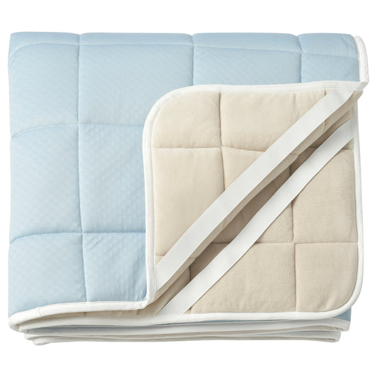 KEJSAROLVON mattress protector, beige/blue, 90x200 cm